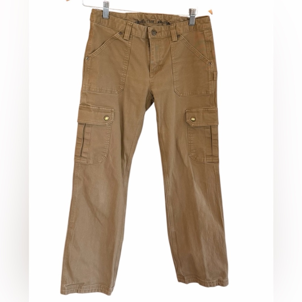 Women's Duluth Trading Co 'Curvesetter' Cargo Pants Utility Camel Color Size 2P